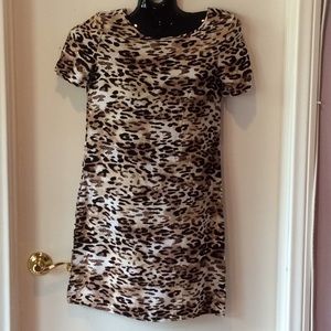 W118 by Walter Baker Animal Print Jersey Pull On TeeShirt Midi Dress